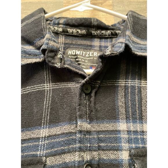 Howitzer Men's Plaid Flannel Shirt Jacket Blue Long Sleeve Size L Warm Cozy Soft - Picture 4 of 13